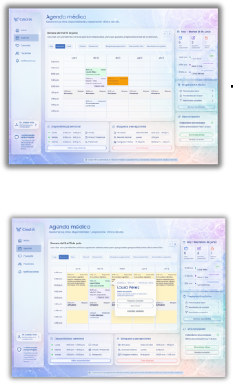Pantallas de Dashboard Agenda
