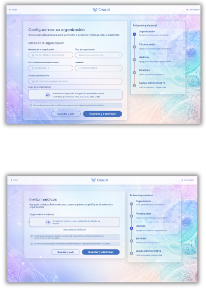 Pantallas de Registro y configuración